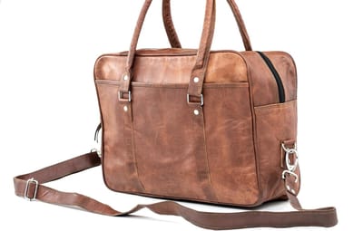 Laptoptas OnceDoce® Urban Vintage Schoudertas Echt Leren Bruine Messengertas ‘Montevideo’ A4 Formaat - 37x28x10 cm – Unisex - model nr 771