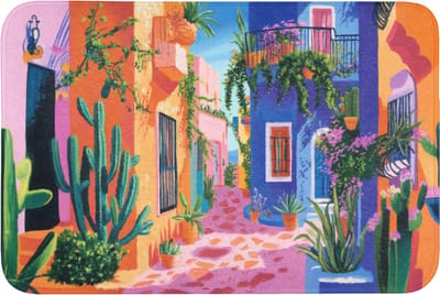Badmat 90x60 cm - Antislip - Geel - Blauw - Oranje - Huis - Badmatten voor badkamer - Badkamermat - Douchemat - Badkamer mat