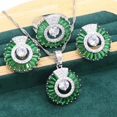 Sieraden in nationale stijl Retro set Ketting Sieraden Ketting Oorbel Ring Driedelige set 10 yards gray