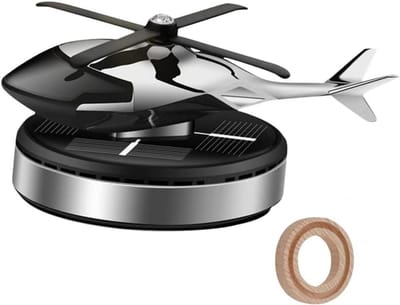 Auto Luchtverfrisser - Helikopter Decoratie - Auto Interieur - Zonne-energie Aangedreven - 5.6 x 10.7 cm - Zilver