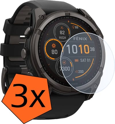 Screenprotector - Geschikt voor Garmin Fenix 8 Solar (51 mm) Screenprotector Bescherm Glas - Screen Protector Geschikt voor Garmin Fenix 8 Solar Screenprotector Tempered Glass - 3 PACK