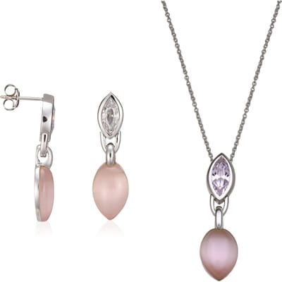 Orphelia Dames 925 Sterling Zilveren Set: Ketting-Hanger + Oorbellen - Zilver SET-5915