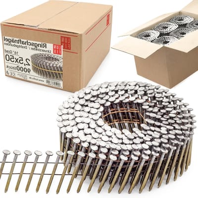 Ringnagels - Coilnagels Schachtnagels - Houtbouw Terrasbouw - Verhoogde Houdkracht Diamantpunt - 2.5 x 50mm 9000stk - Onverzinkt