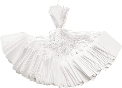 200 witte prijskaartjes met touwtje voor sieraden en kleding - 1,38 x 0,87 inch