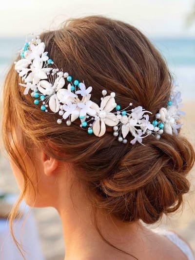 Bloemen Haaraccessoire - Parel Hoofddeksel - Feestelijke Gelegenheid - Elegante Versiering - 5 gram - Wit