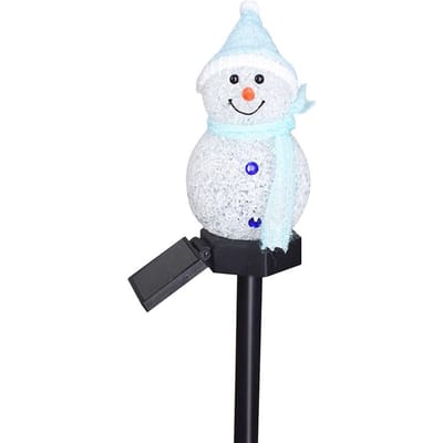Zonne Kerst Sneeuwpop Grond Insteeklamp Buiten Tuindecoratie Landschap LED Gazonlamp blauw