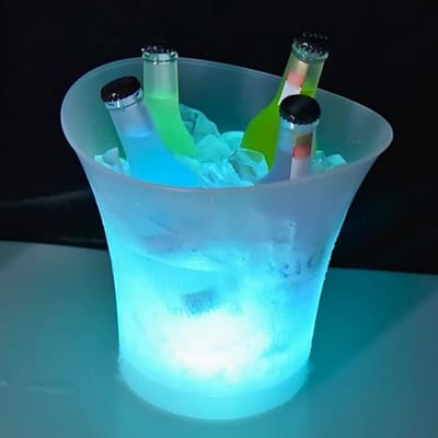 longziming -LED Verlichte Ijsemmer - Koelbak Met Licht - Draagbare Emmer - Automatische Kleurenwisseling - Afneembare Bodem - Duurzaam Kunststof - Ergonomisch Ontwerp - Geen Stopcontact Nodig - 1 Stuk
