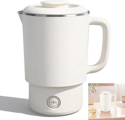 Waterkoker – RVS Opvouwbare Reiskoker – 800ml Compacte Electrische Waterkoker voor Outdoor & Reizen & Indoor – 600W Snel Koken met 2 Standen