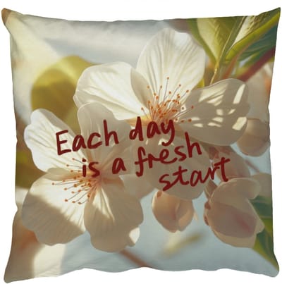 Sierkussens - Kussentjes Woonkamer - 50x50 cm - Bloesems - Zonlicht - Quote - Wit
