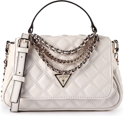GUESS schoudertas handtas Giully II Top Handle Flap Bag Cream White crème