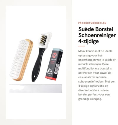 Dailygoods- Schoenreiniger 4-zijdig - Schoenborstel voor buiten - Uitpoetsborstel - Schoenborstel set - Duurzaam schoonmaakgereedschap - Messing borstelharen
