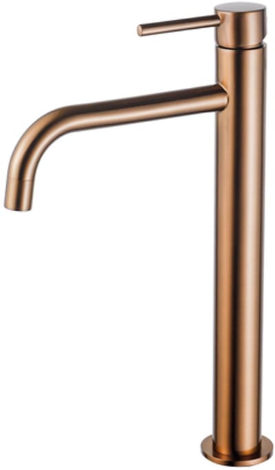 FugaFlow Eccelente Acces Slim Wastafelkraan - 32cm - verhoogd - opbouw - Geborsteld koper PVD (Koper)