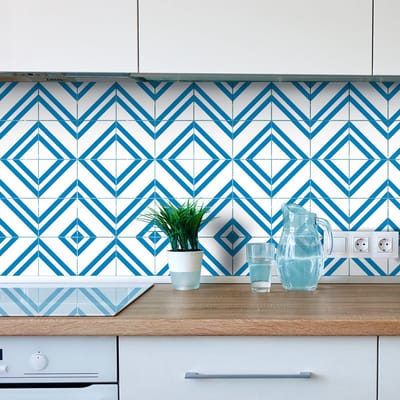 Zelfklevende tegelmuurstickers voor keuken en badkamer - 9 tegelstickers, Azulejos Graziano-stijl - 9 stickers, 15x15 cm