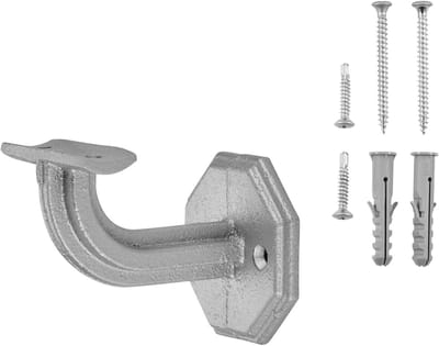 Leuninghouders Set - Muurbeugels Trapleuning - Stabiele Bevestiging - Gietijzer Robuust Design - 3 Stuks - Zilver