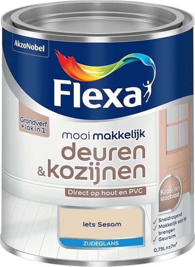 Flexa - Mooi Makkelijk Deuren & Kozijnen Zijdeglans - Iets Sesam - Mengverf - 750 Ml
