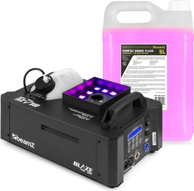 BeamZ BLAZE800 rookmachine - voor horizontale en verticale rook - met 12x 4W RGBA LED’s - inclusief 5 liter vloeistof