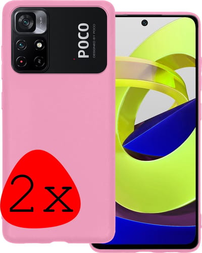 Hoesje 2 Stuks - Geschikt voor Xiaomi Poco M4 Pro 5G - Sterk & Shockproof - Case Siliconen - Back Cover - Telefoon Hoes - Lichtroze