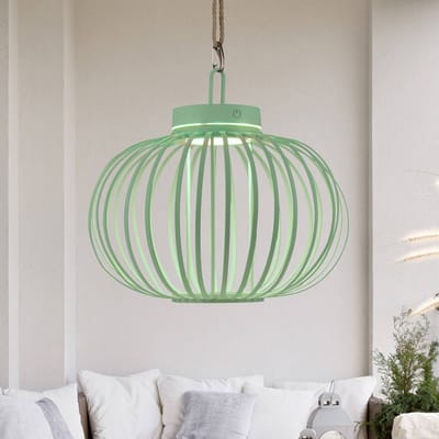 JUST LIGHT. GmbH JUST LIGHT. Akuba LED tafellamp, groen, 33 cm, bamboe