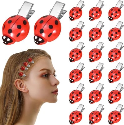 Haarclips met lieveheersbeestjes - 20 stuks - kleurrijk met metalen grip - perfect voor dagelijks gebruik - ShopVlot