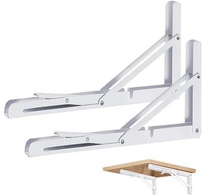 Klapconsole 450mm - 2 Stuks - Zware Belasting - Roestvrijstaal - Ruimtebesparend voor Keuken en Kantoor