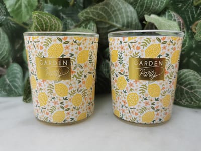 set van 2 Geurtheelichtjes Garden party primerose petals & camelia