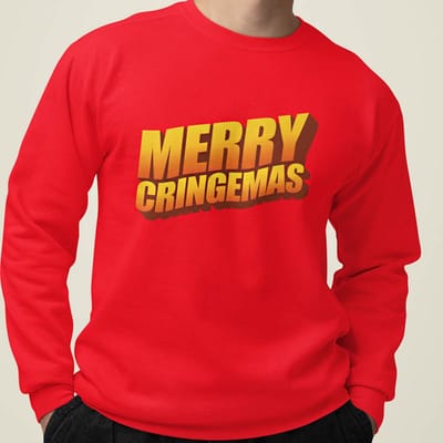 Foute Kerst Trui Rood Merry Cringemas XS