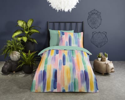 Good Morning dekbedovertrek modern kleurrijk artistiek - Peuter 120x150 cm - Multi - 100% Katoen renforc�