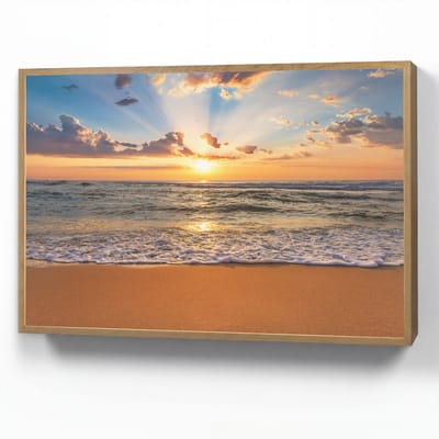 Wandlamp 90x60 cm - Oplaadbaar - Strand - Zonsondergang - Zee - Wolken - Horizon - Wandlampen binnen woonkamer - Slaapkamer lamp - Decoratieve nachtlamp - Vloerlamp draadloos