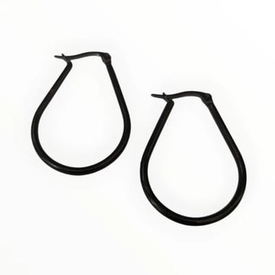 Aramat Jewels | Oorringen | Stalen Oorringen Druppel Vorm | Zwart / 35mm | |2mm | Staal | Volwassenen | Verkleurd niet