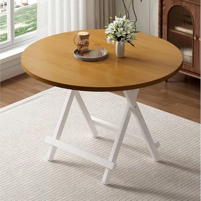 Ronde Klaptafel - Buitentafel Picknicktafel - Feesten Balkon Gebruik - X-vormige Stabiele Structuur - 100cm - Bamboo