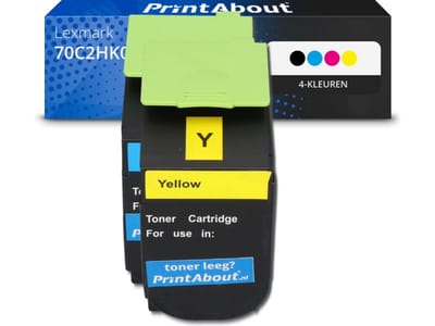 PrintAbout huismerk Toner 70C2HK0 (702HK) 4-kleuren Multipack Hoge capaciteit Geschikt voor Lexmark
