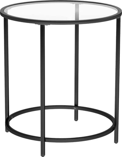 MIRA Home - Bijzettafel - Salontafel - Zwart - Metaal/Glas - 50x55cm