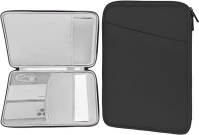 Tablet hoes voor iPad Pro 129 M2 2022/2021/2020/2018 - Surface Laptop Go 124 - Galaxy Tab S8+ 124 - donkergrijze waterdichte draagtas met zak - tablet tas 129 inch.