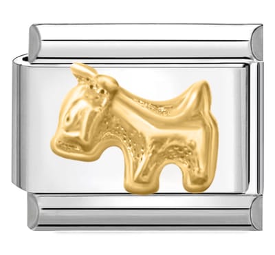 Quiges - Schakel - Bedel - 9mm - charms - Gouden hond - Geschikt voor - armband - Schakelarmband - italy bedels armband