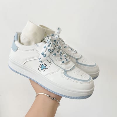 Berenschoenen Kinderen Lente en Herfst Nieuw Ins Trendy Dikke Zool Veelzijdig Kleine Witte Schoenen 40 blauw