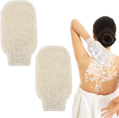 Set van 2 Natuurlijke Sisal Douchehandschoenen, Exfoliërende Handschoenen voor Lichaam, Peeling Tools voor Mannen, Vrouwen en Kinderen
