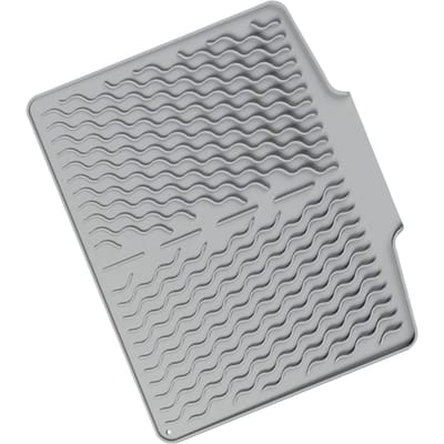 Tapis d'égouttage en silicone pour vaisselle avec bord d'égouttage Tampon antidérapant pour plan de travail de cuisine Facile à nettoyer Résistant à la chaleur