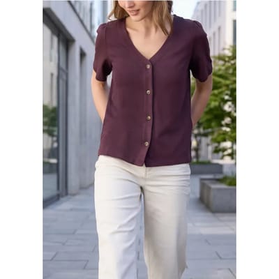 Shirt met V-hals en knoopsluiting