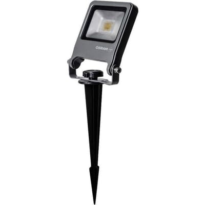 OSRAM ENDURA Tuin Flood Grondspies Schijnwerper, 10W, 800lm, 3000K Warm Wit, IP65, 2m Kabel met Stekker, Aluminium Donkergrijs