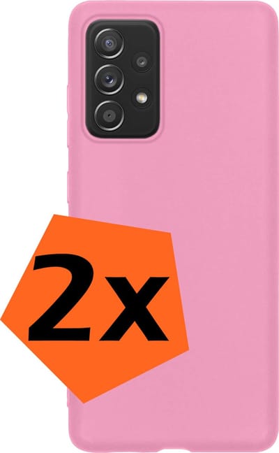 Hoes - 2 Stuks - Geschikt voor Samsung Galaxy A53 - Sterk & Shockproof - Case Siliconen - Back Cover - Telefoon Hoes - Lichtroze