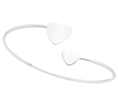 Joy|S - Zilveren armband - hartjes bangle - massief - graveerbaar - verstelbaar