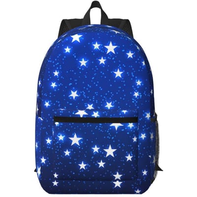 Marineblauwe Hemel en Sterren Print Rugzak Student Boekentas Kinderen Schooltas Laptop Schoudertassen voor Mannen Vrouwen One Size