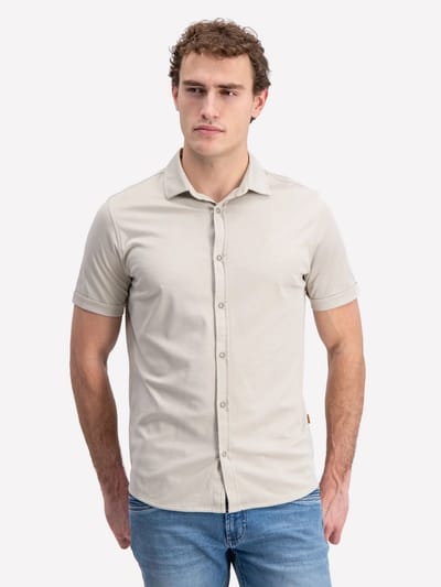 Gabbiano beige heren polo   Punt kraag   Regular fit   Knoopsluiting   Korte mouw Beige M
