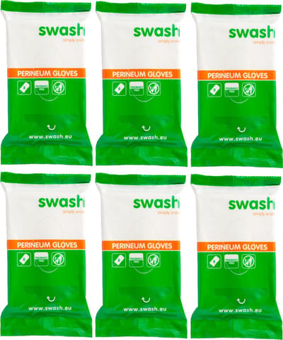 6 x Swash Perineum Gloves - Vochtig - Parfumvrij - Voordeelverpakking