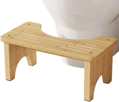 Toilet Voetenbankje - Hurkkruk Opvouwbaar - Natuurlijke Houding - Antislip & Antikantel - 6.9 x 21 x 6.9 cm - Houtkleur