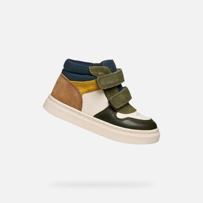 GEOX NASHIK PEUTERJONGENS Sneakers - LICHT IVOOR/DONKERGROEN - Maat 25