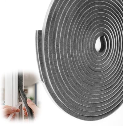 Zelfklevende Borstelafdichting voor Deuren en Ramen - Weerbestendige Tochtstrip in Grijs (5 m x 9 mm x 9 mm) voor Energiezuinigheid en Comfort