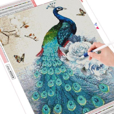 Diamant Pauw Diamant Schilderij Diamant Borduurdier Met Ronde Steentjes Foto's Art 20X30CM gray