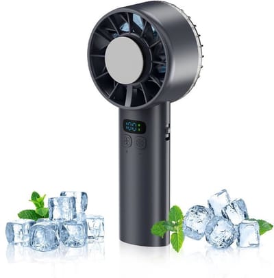Draagbare ijsventilator - Supergeleidende koeling tot 16°C, stille motor, oplaadbare 5200mAh-batterij (zwart)