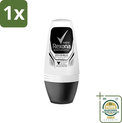 1 x Rexona Men - Invisible On Black & White - Deo Roller - 50 ml- Deodorant Voor Mannen - Zweetbescherming - Vlekkenbescherming - Roll-on Deodorant - Frisheid